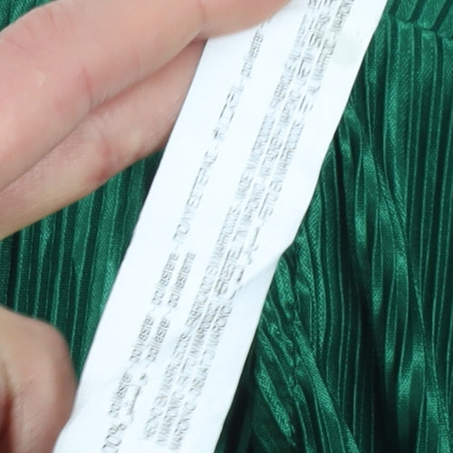 Zara Women’s Green Wrap Blouse, M, V-Neck, Balloon Sleeve