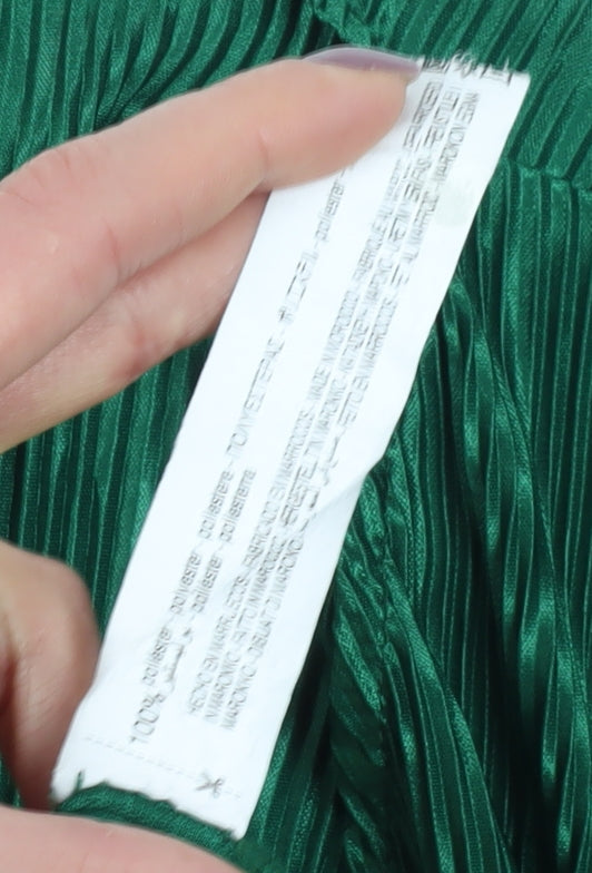 Zara Women’s Green Wrap Blouse, M, V-Neck, Balloon Sleeve