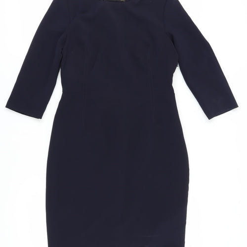 Zara Basic Women's Black L Shift Dress, 3/4 Sleeve