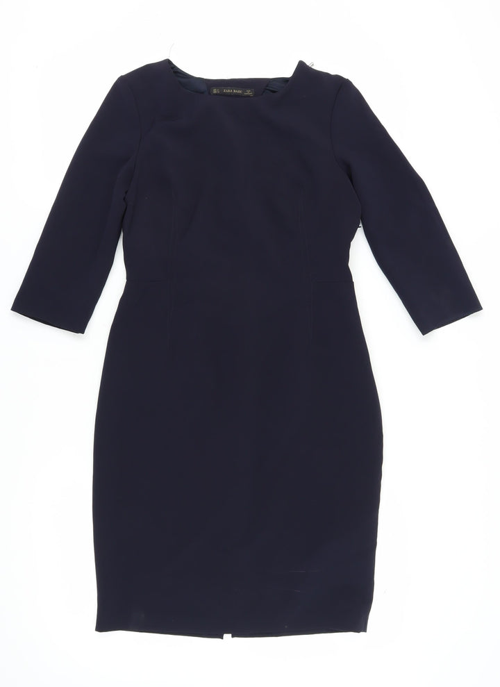 Zara Basic Women's Black L Shift Dress, 3/4 Sleeve