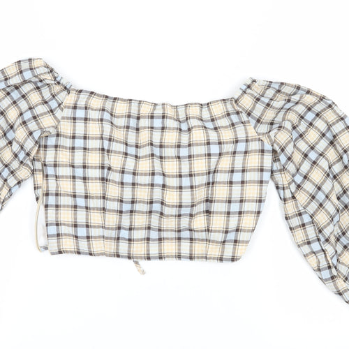 Zara Women's Multicoloured Cropped Check Top