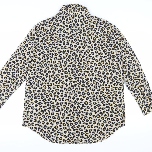 DKNY Women's Beige Animal Print Button-Up Shirt M