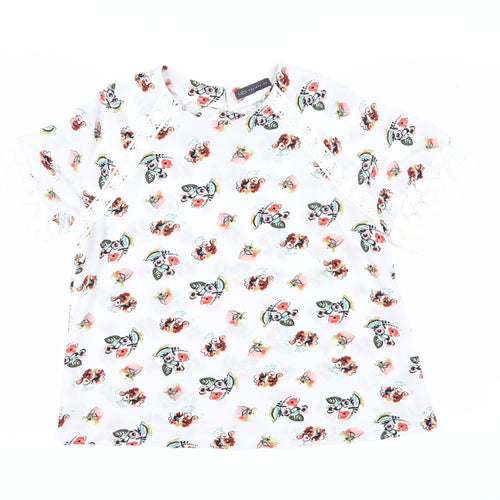 Marks and Spencer Women Ivory Floral Blouse, Size 14