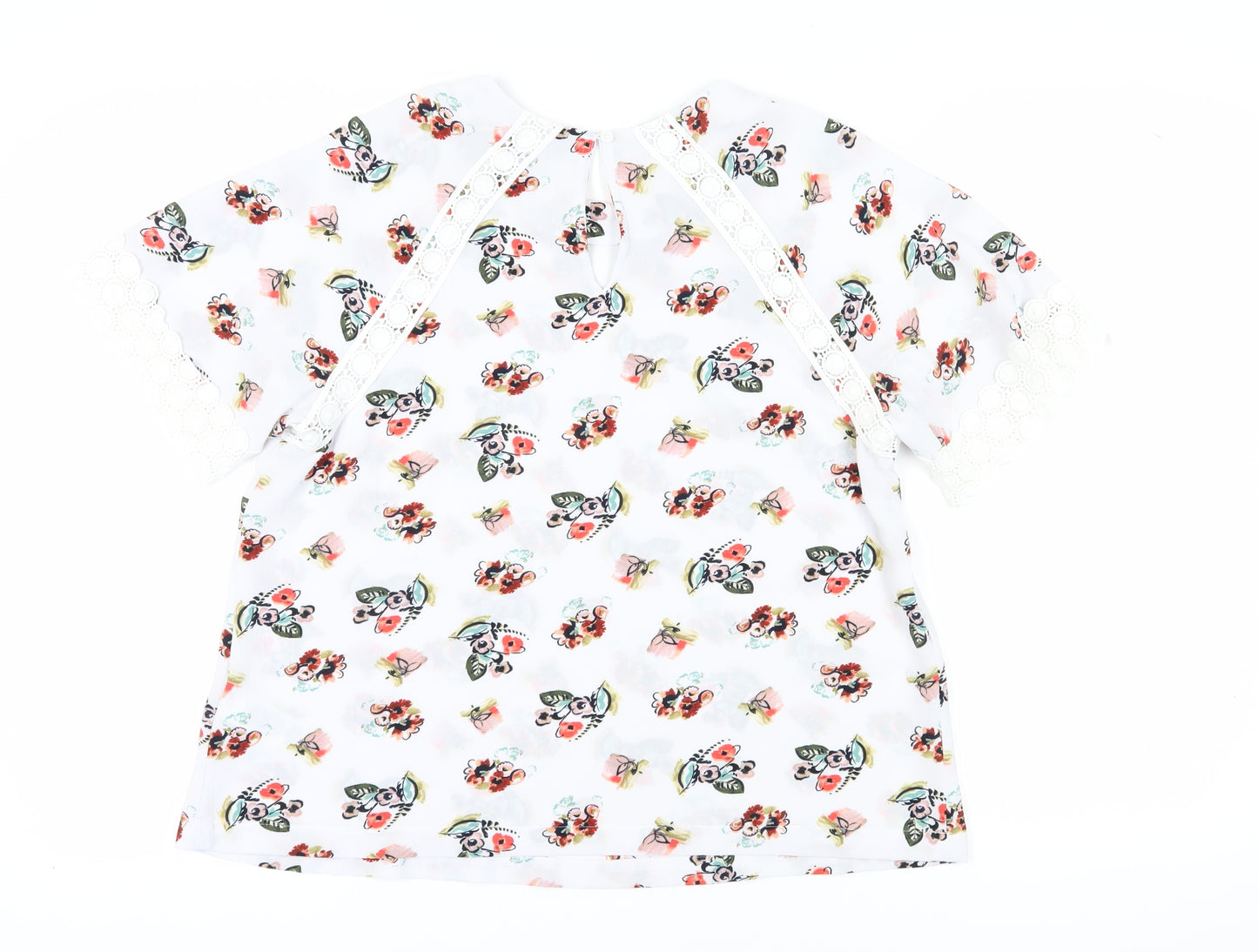 Marks and Spencer Women Ivory Floral Blouse, Size 14