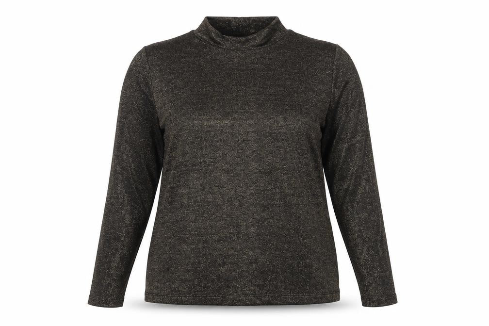 DKNY Women's Black Mock Neck Long Sleeve T-Shirt