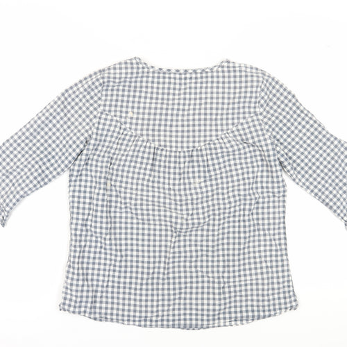 Fat Face Women's Blue Check Blouse, Size 12, Casual