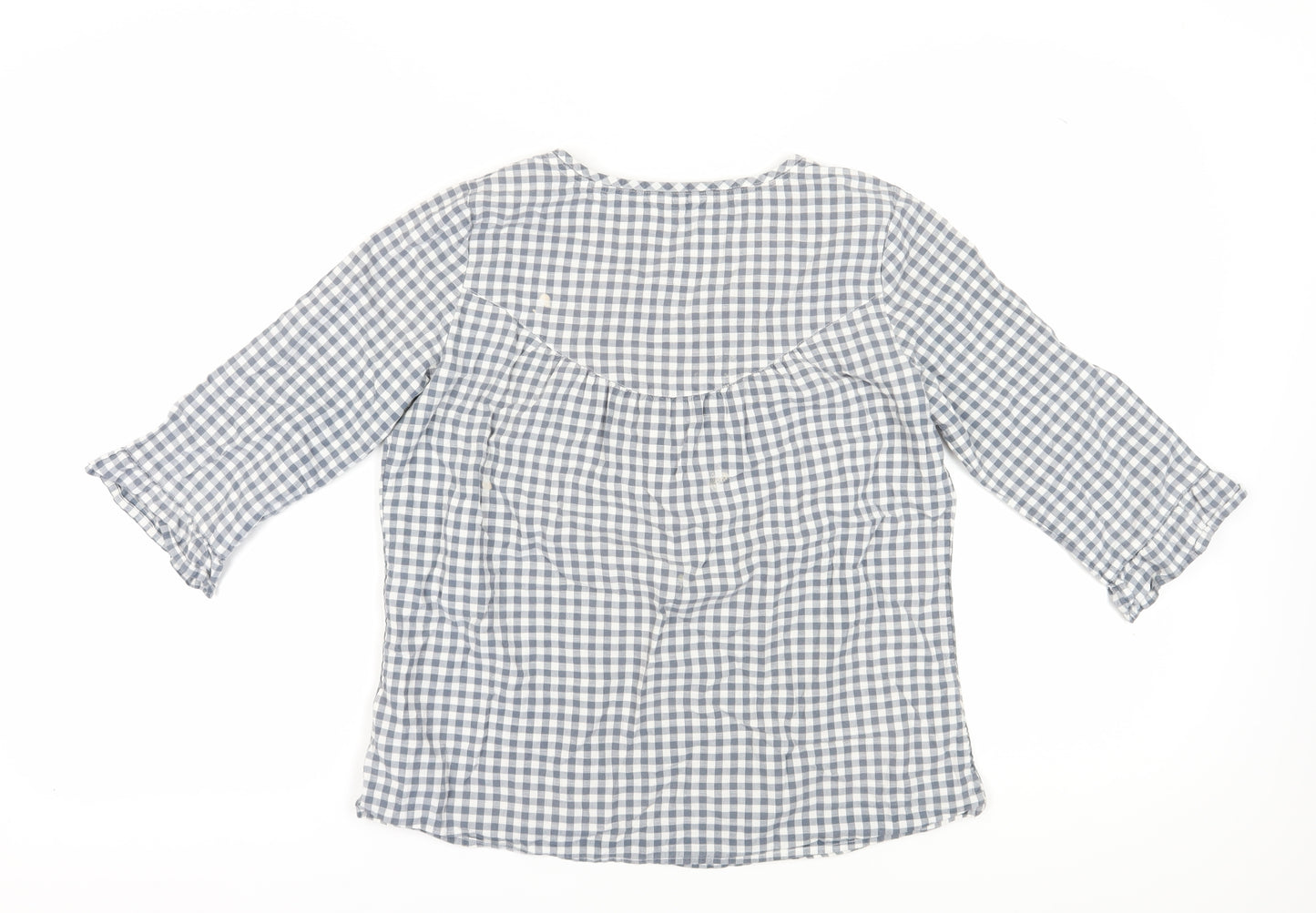 Fat Face Women's Blue Check Blouse, Size 12, Casual
