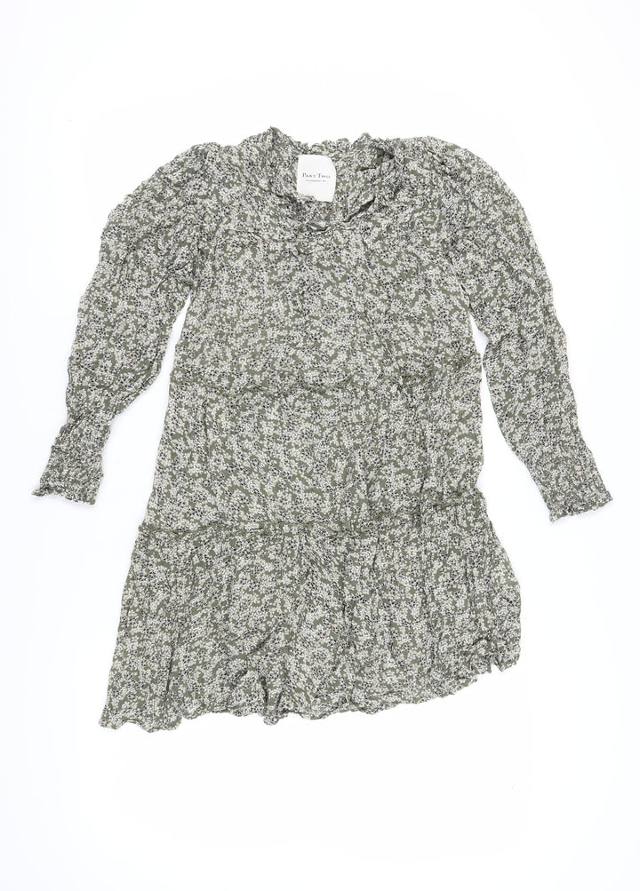 Part Two Women's Green Floral A-Line Dress Size 8