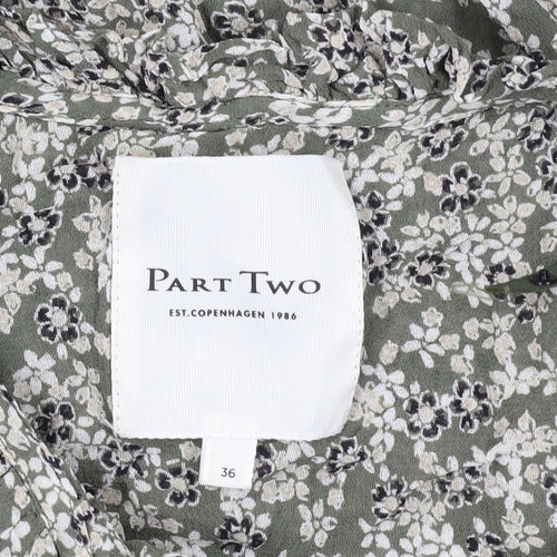 Part Two Women's Green Floral A-Line Dress Size 8
