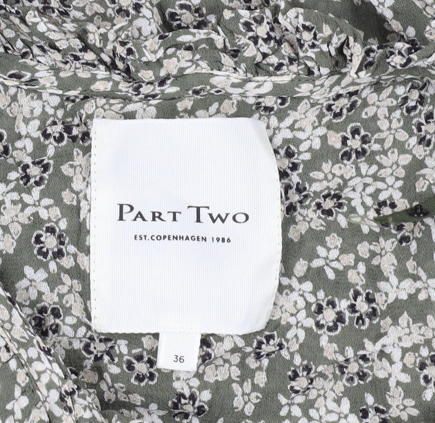 Part Two Women's Green Floral A-Line Dress Size 8