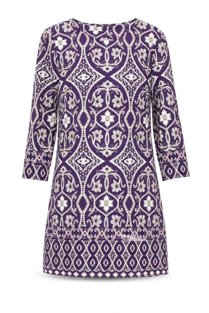 Front view of Marks & Spencer Women's Purple Geometric Shift Dress