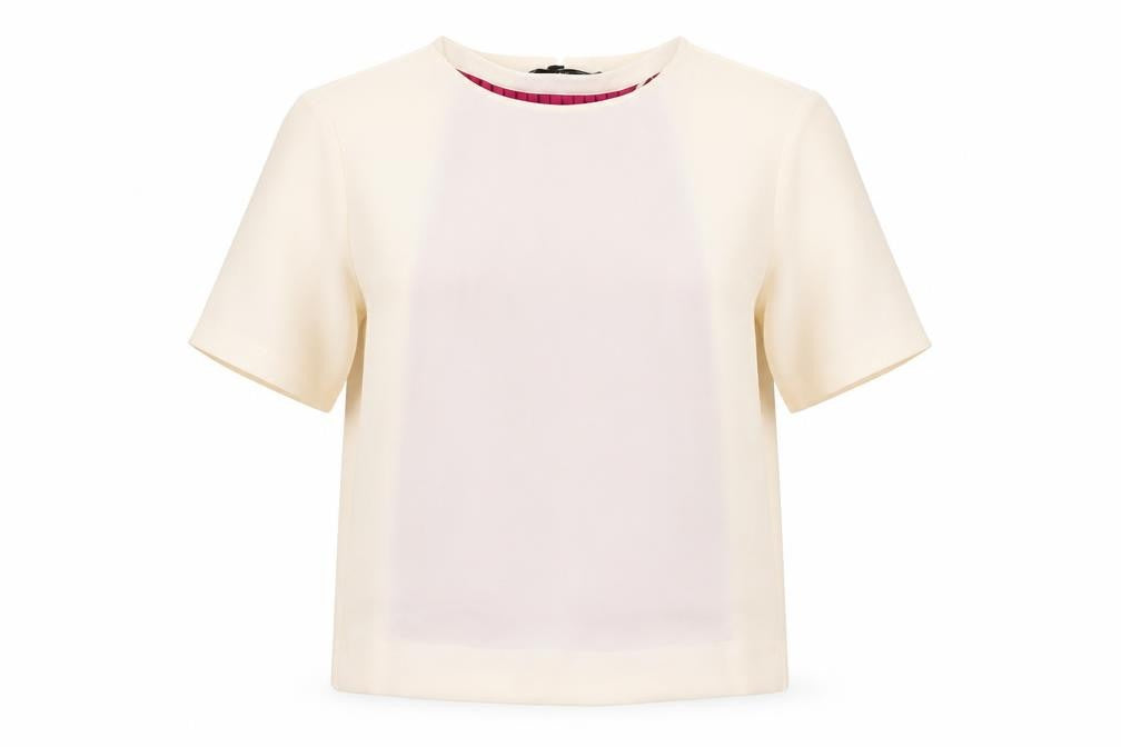 Front view of Marks & Spencer Women’s Ivory Pleated Blouse, size UK 10