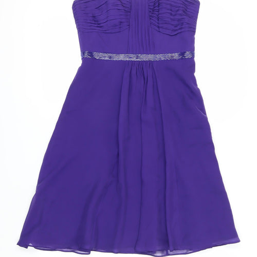 Coast Women's Purple Silk A-Line Strapless Dress