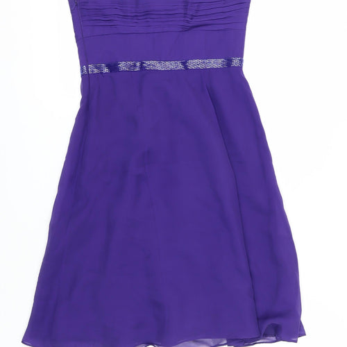 Coast Women's Purple Silk A-Line Strapless Dress