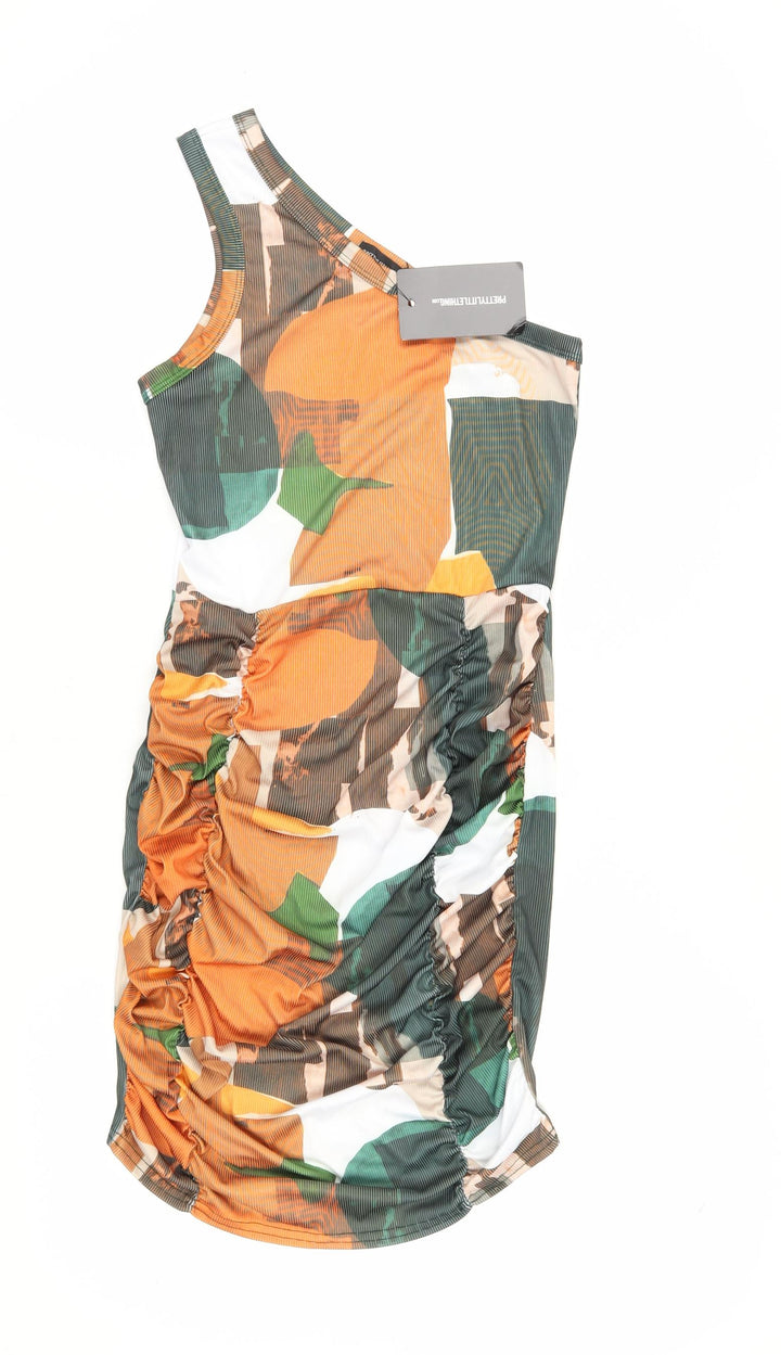 PrettyLittleThing Women’s Multicoloured Geometric Bodycon Dress Size 12