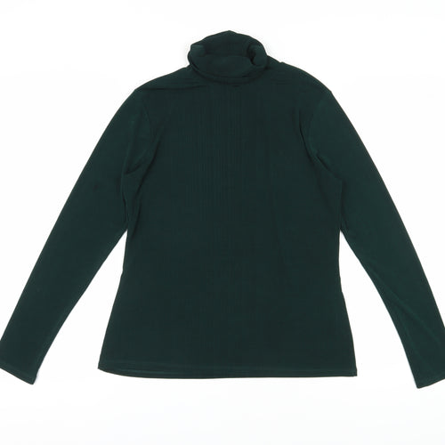 Warehouse Women's Green Roll Neck T-Shirt Size 14
