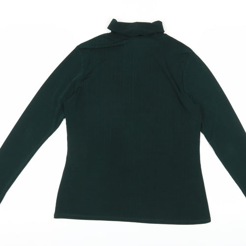 Warehouse Women's Green Roll Neck T-Shirt Size 14