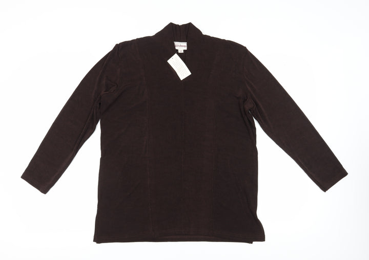 Kaleidoscope Women's Brown Blouse Size 16 V-Neck