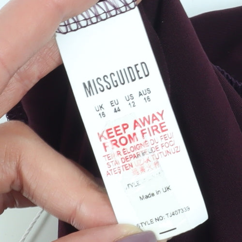 Missguided Women Brown Bodysuit, Size 16, V-Neck Party Wear