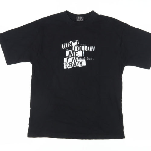 F Spirit Men's Black Cotton Ski Graphic T-Shirt S
