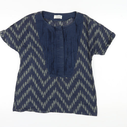 Toast Women's Blue Geometric Tunic Blouse, Size L
