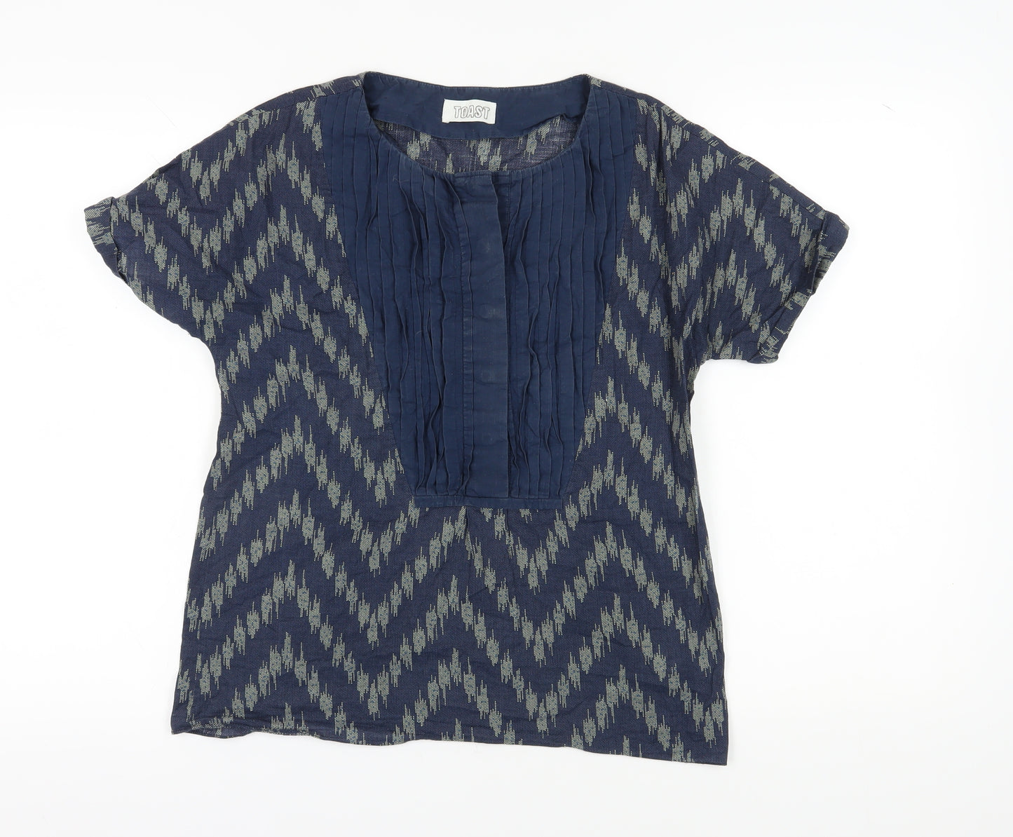Toast Women's Blue Geometric Tunic Blouse, Size L