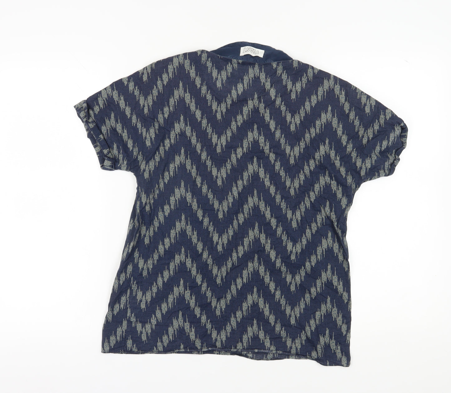 Toast Women's Blue Geometric Tunic Blouse, Size L