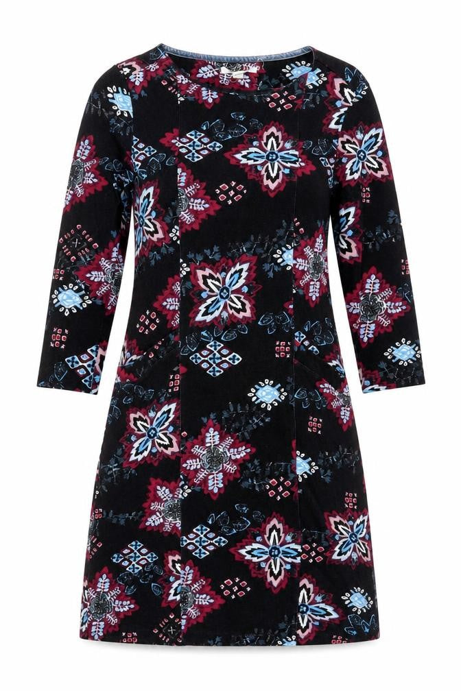 Front view of White Stuff Women's Multicoloured Geometric Shift Dress, size 10
