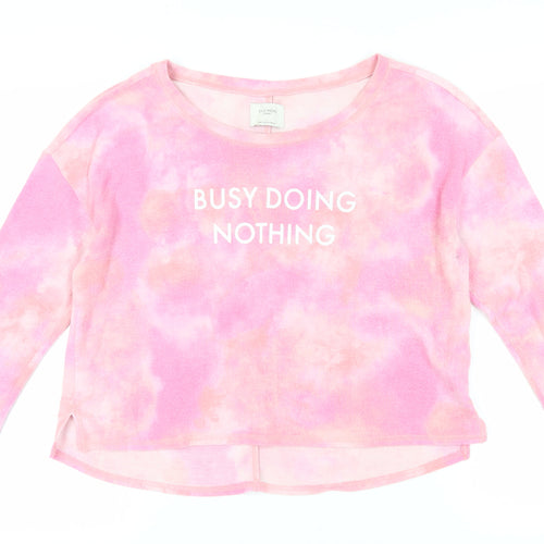 Gilly Hicks Women's Pink Cropped Tie Dye T-Shirt - L