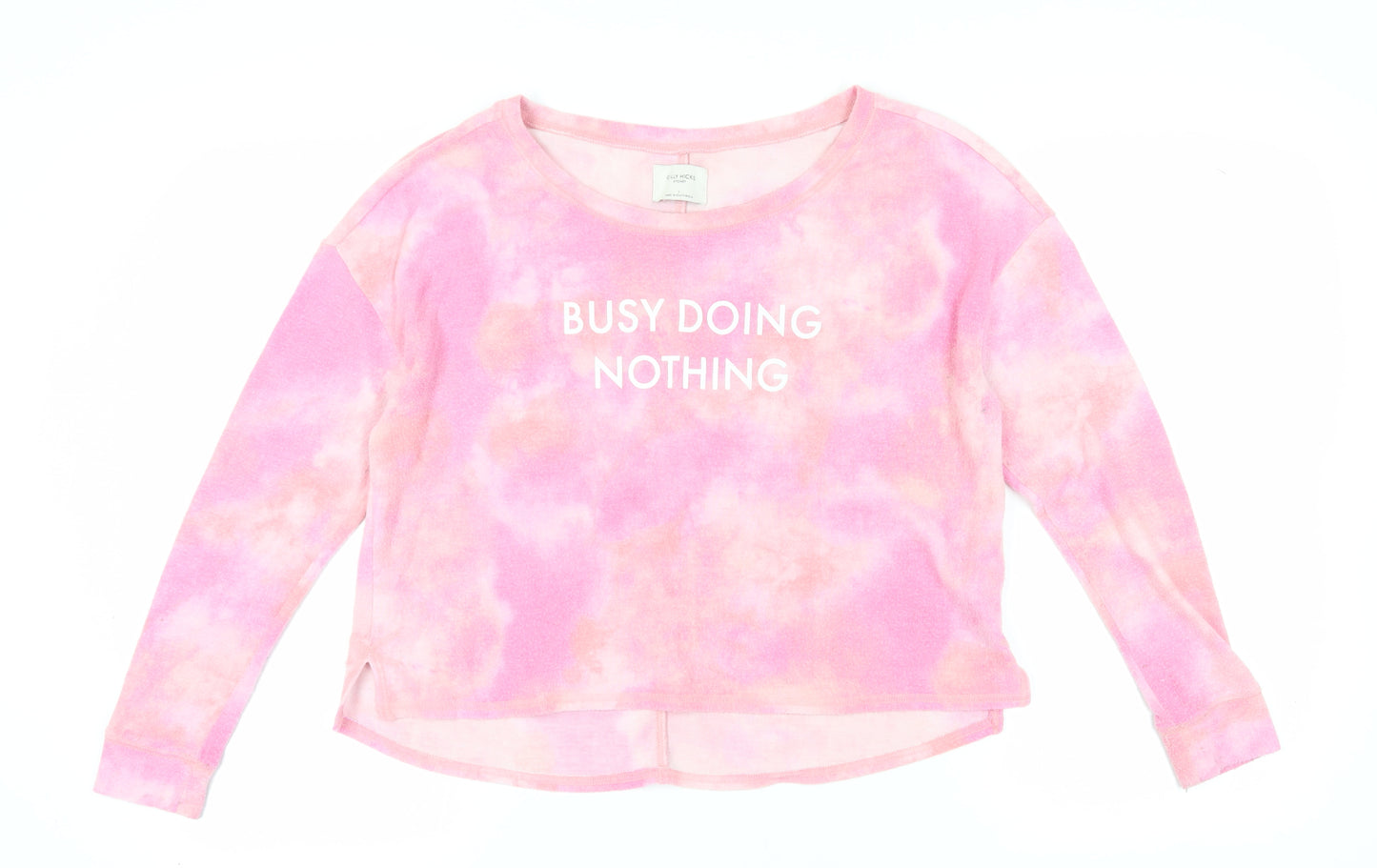 Gilly Hicks Women's Pink Cropped Tie Dye T-Shirt - L