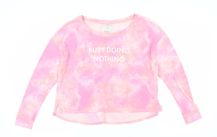 Gilly Hicks Women's Pink Cropped Tie Dye T-Shirt - L
