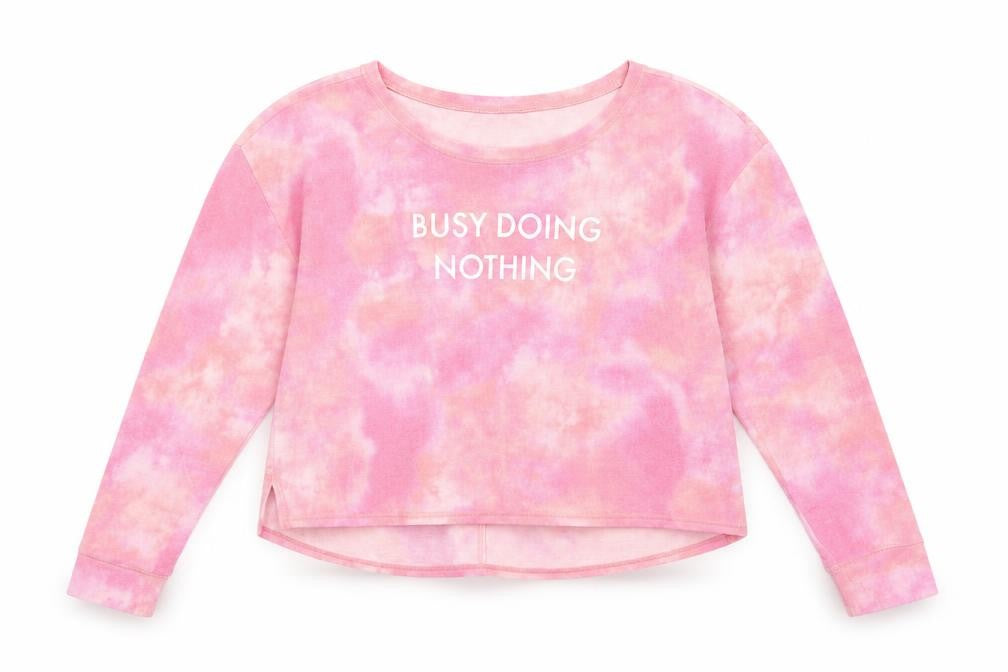 Gilly Hicks Women's Pink Cropped Tie Dye T-Shirt - L