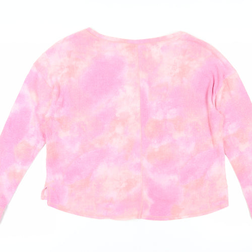 Gilly Hicks Women's Pink Cropped Tie Dye T-Shirt - L