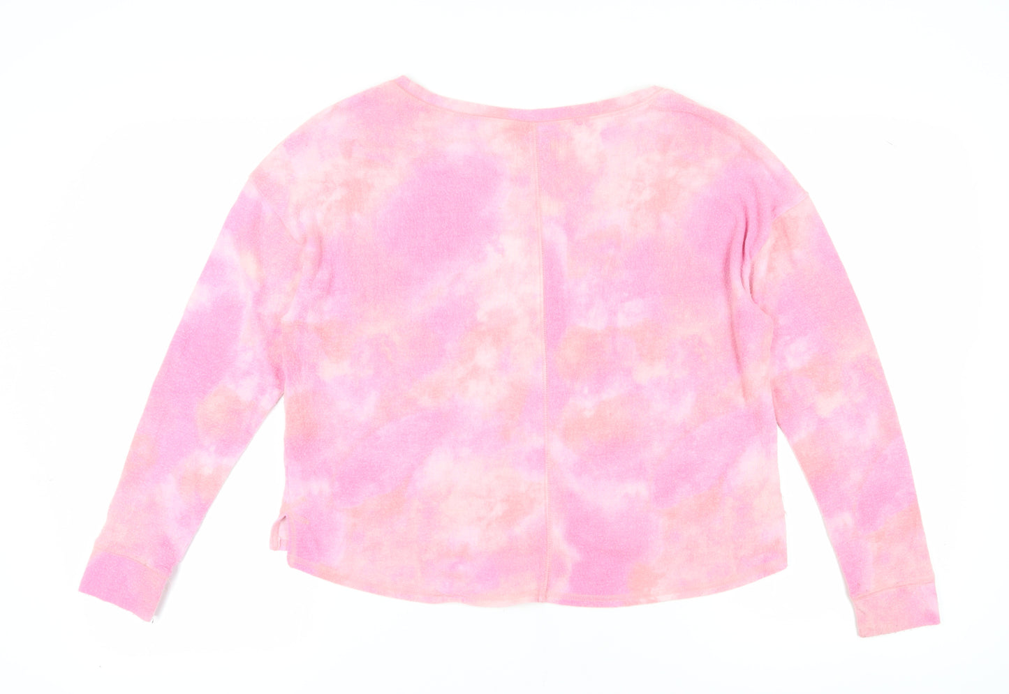 Gilly Hicks Women's Pink Cropped Tie Dye T-Shirt - L