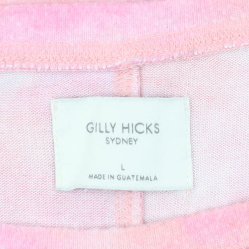 Gilly Hicks Women's Pink Cropped Tie Dye T-Shirt - L