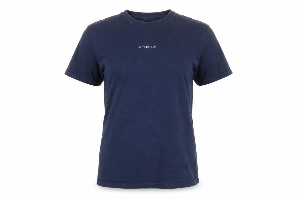 Front view of McKenzie Women's Blue Crew Neck T-Shirt, size 8
