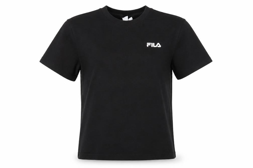 Front view of Fila Women's Black Cotton T-Shirt S