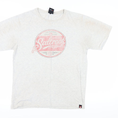 Saltrock Men's Beige Graphic T-Shirt Large