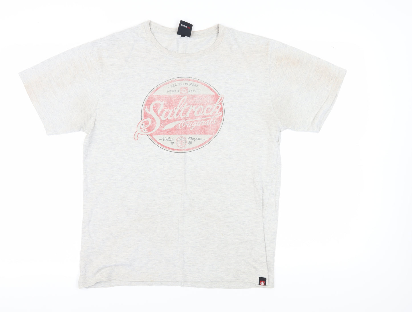 Saltrock Men's Beige Graphic T-Shirt Large