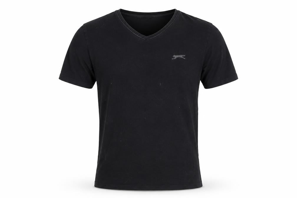 Front view of Slazenger Men's Black V-Neck T-Shirt, size S
