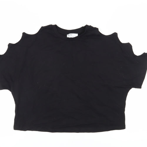 Bershka Women's Black Cold Shoulder T-Shirt S