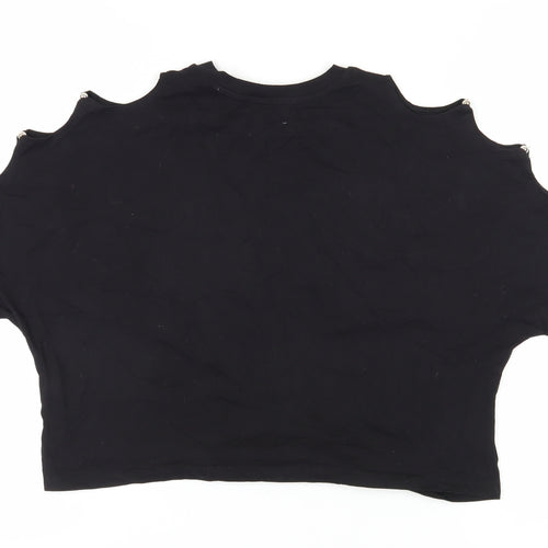 Bershka Women's Black Cold Shoulder T-Shirt S