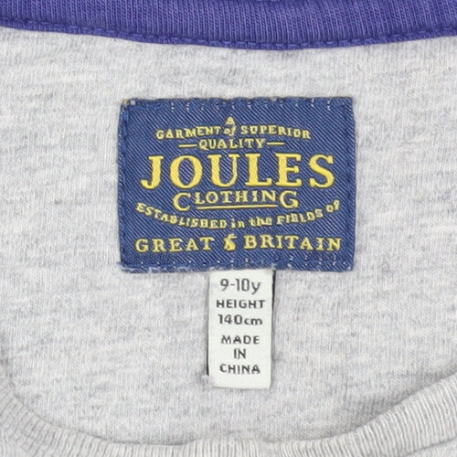 Joules Boys Grey T-Shirt, Age 9-10, Crew Neck, Casual