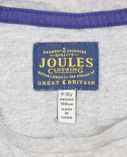 Joules Boys Grey T-Shirt, Age 9-10, Crew Neck, Casual