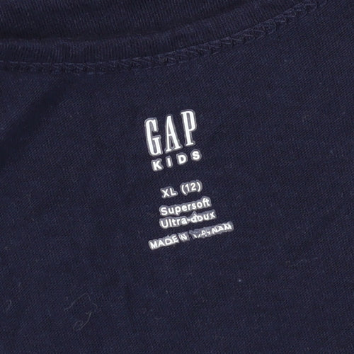 GAP Girls Blue Sequin Logo Tank Top, 12 Years, Cotton