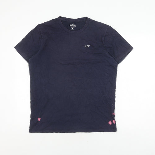 Hollister Men's Blue Cotton Crew Neck T-Shirt L