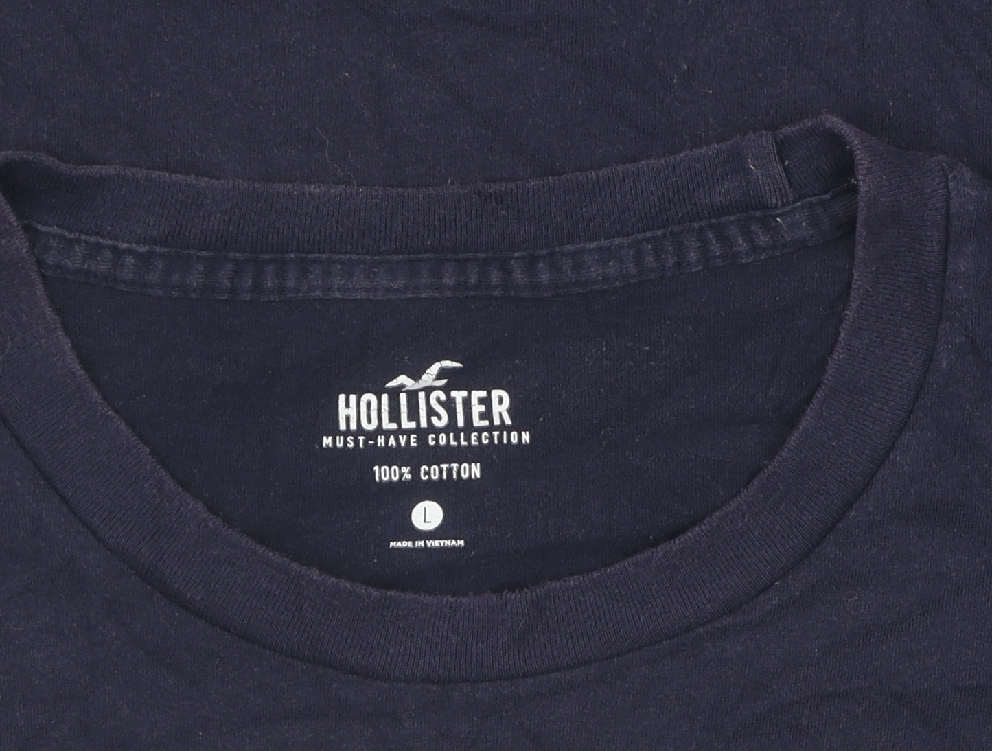 Hollister Men's Blue Cotton Crew Neck T-Shirt L