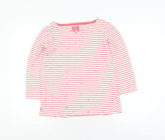 Joules Women's Striped Pink Cotton Pullover Jumper