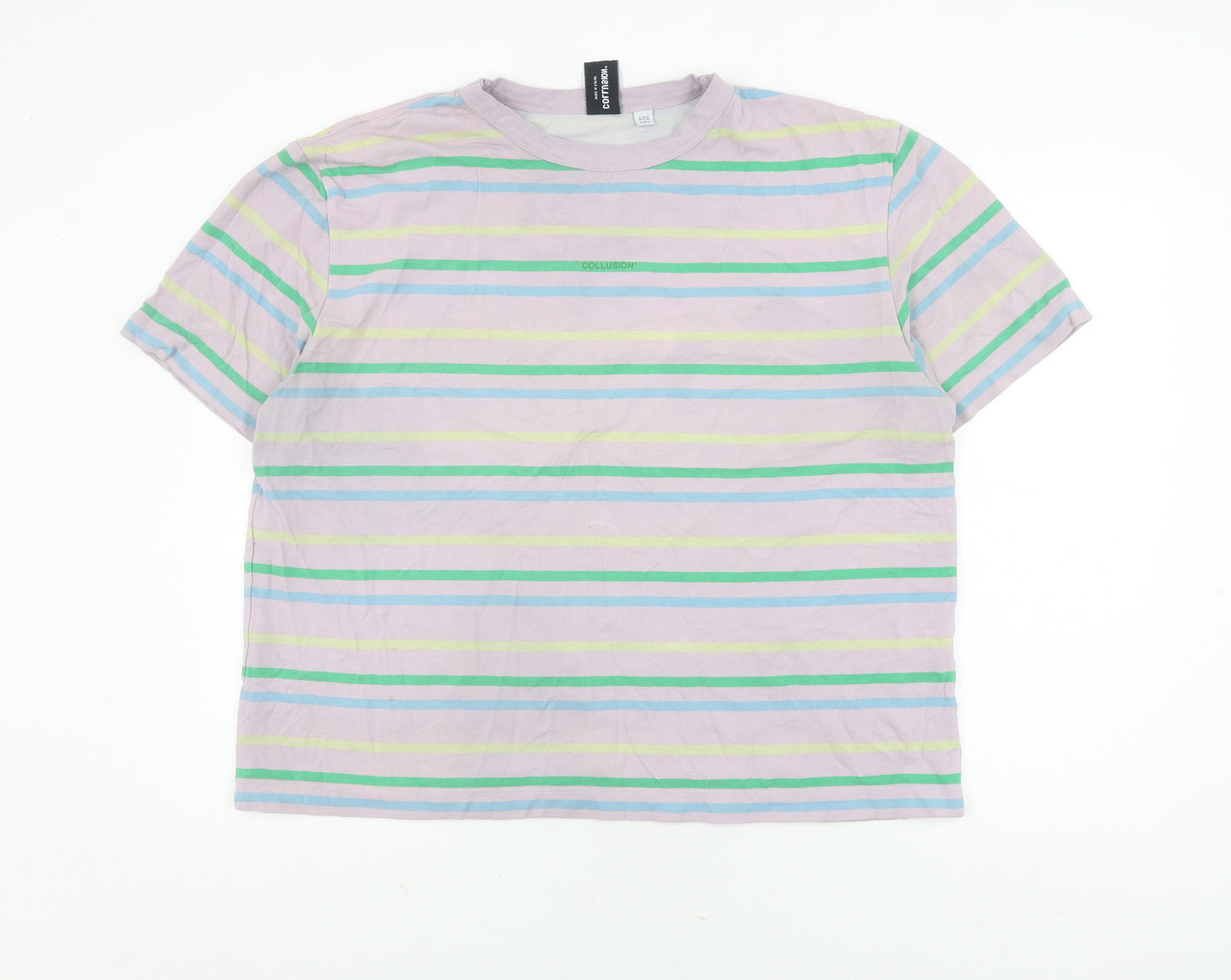 Collusion Women's Multicoloured Striped T-Shirt Size 18