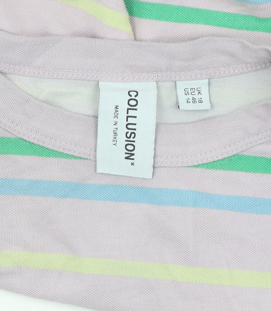 Collusion Women's Multicoloured Striped T-Shirt Size 18
